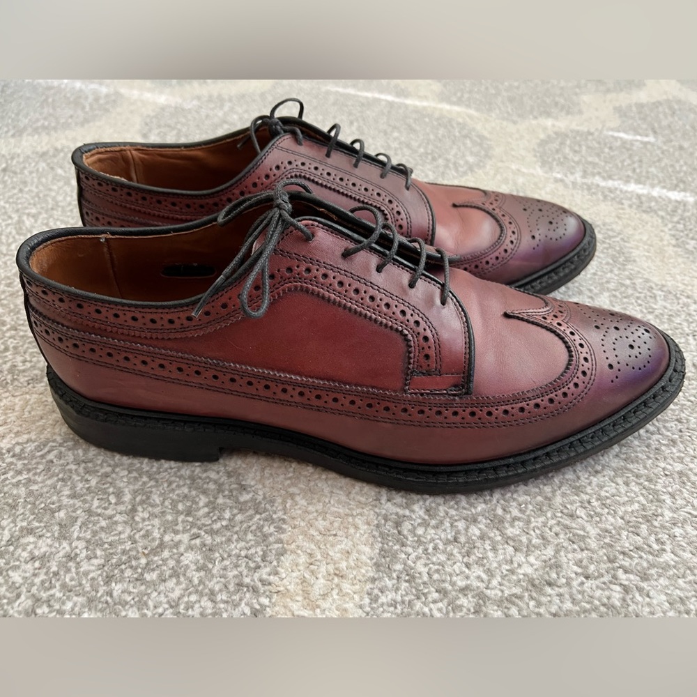 Allen Edmonds Unisex-Adult MacNeil Long Wing Tip Blucher Oxford 10.5 Burgundy